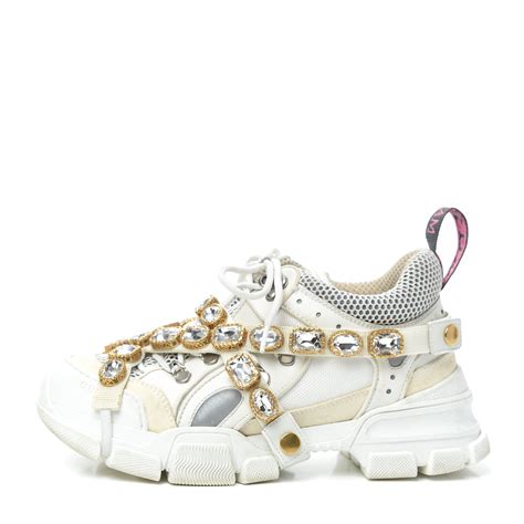 gucci crystal sneakers replica|gucci flashtrek with crystals white.